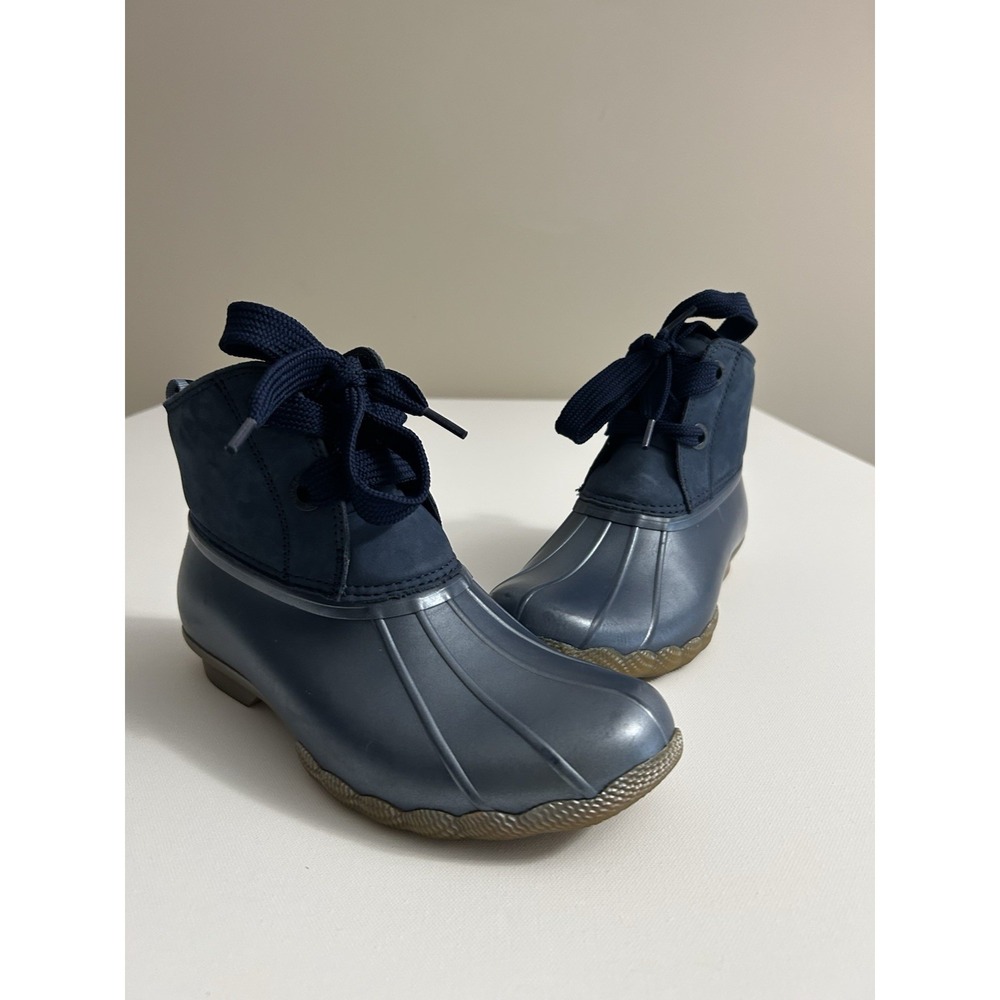 Sperry Women's Saltwater‎ 2‑Eye Nubuck Duck Boots Navy Waterproof Size 8